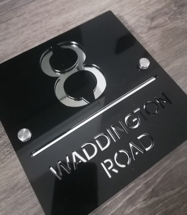 House Sign Square Laser Cut Personalised, Custom House Names and Numbers 180x180mm, Modern Address Plaque - Image 5