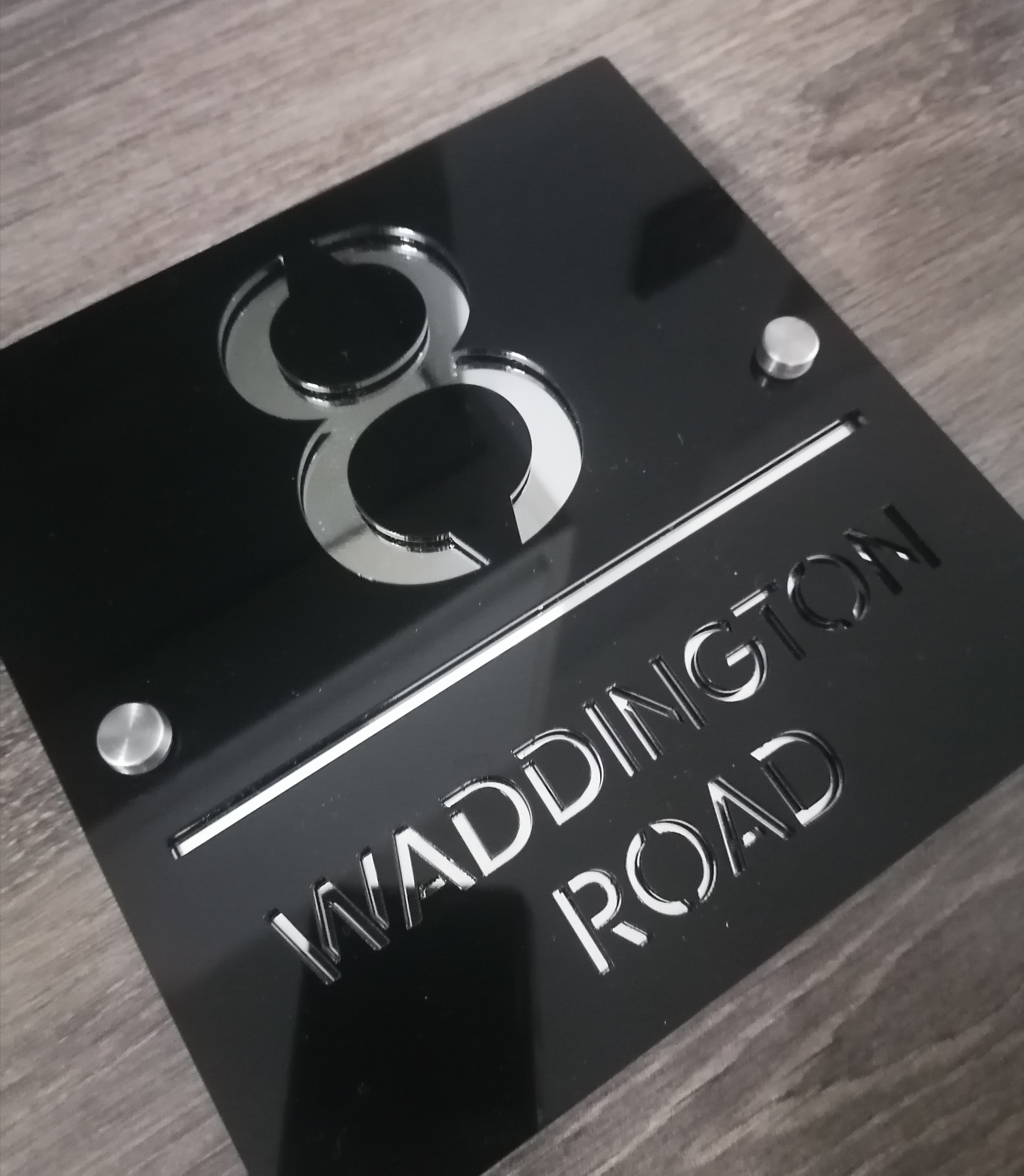 House Sign Square Laser Cut Personalised, Custom House Names and Numbers 180x180mm, Modern Address Plaque - Image 5