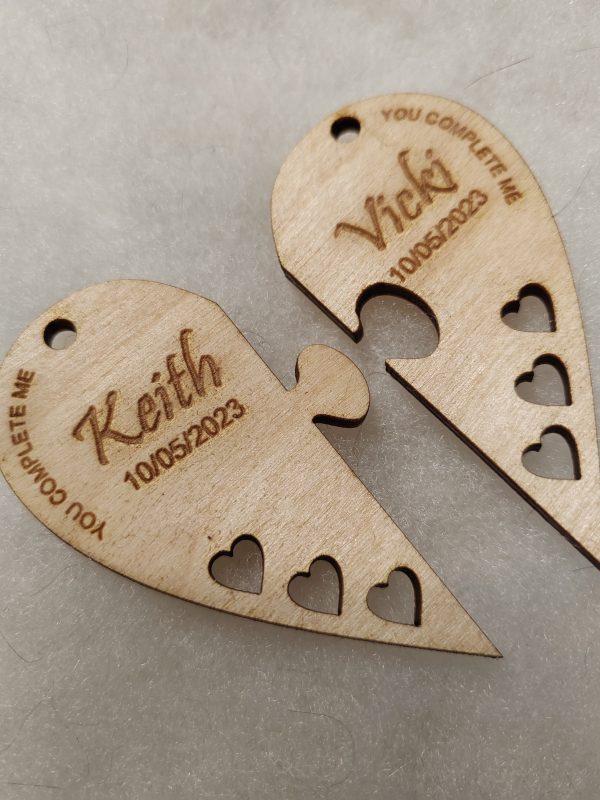 Heart Jigsaw Keyring Personalised, Set of 2 Keyrings, Valentine's Present, Wedding, Birthday - Image 2