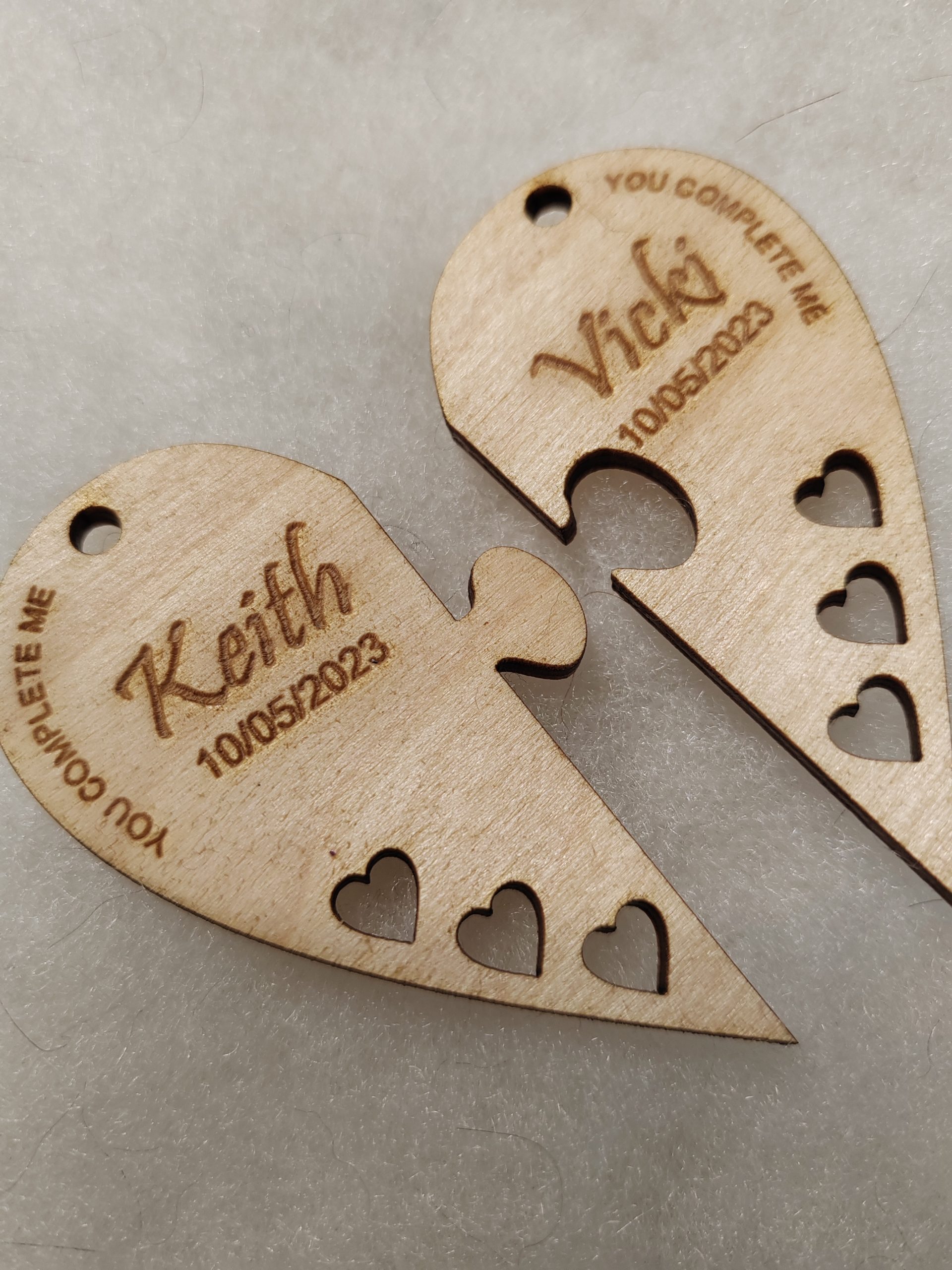 Heart Jigsaw Keyring Personalised, Set of 2 Keyrings, Valentine's Present, Wedding, Birthday - Image 2