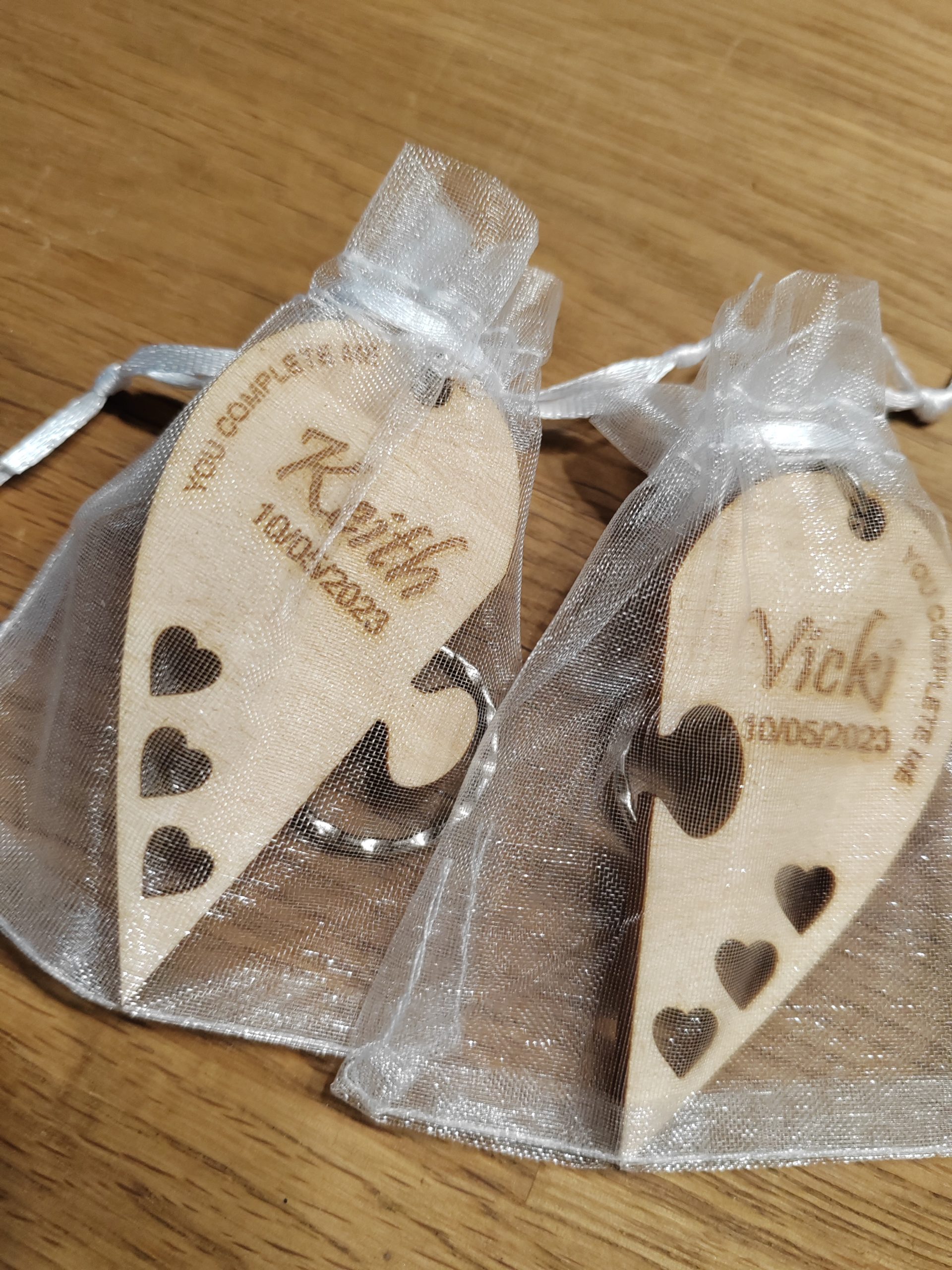 Heart Jigsaw Keyring Personalised, Set of 2 Keyrings, Valentine's Present, Wedding, Birthday - Image 3