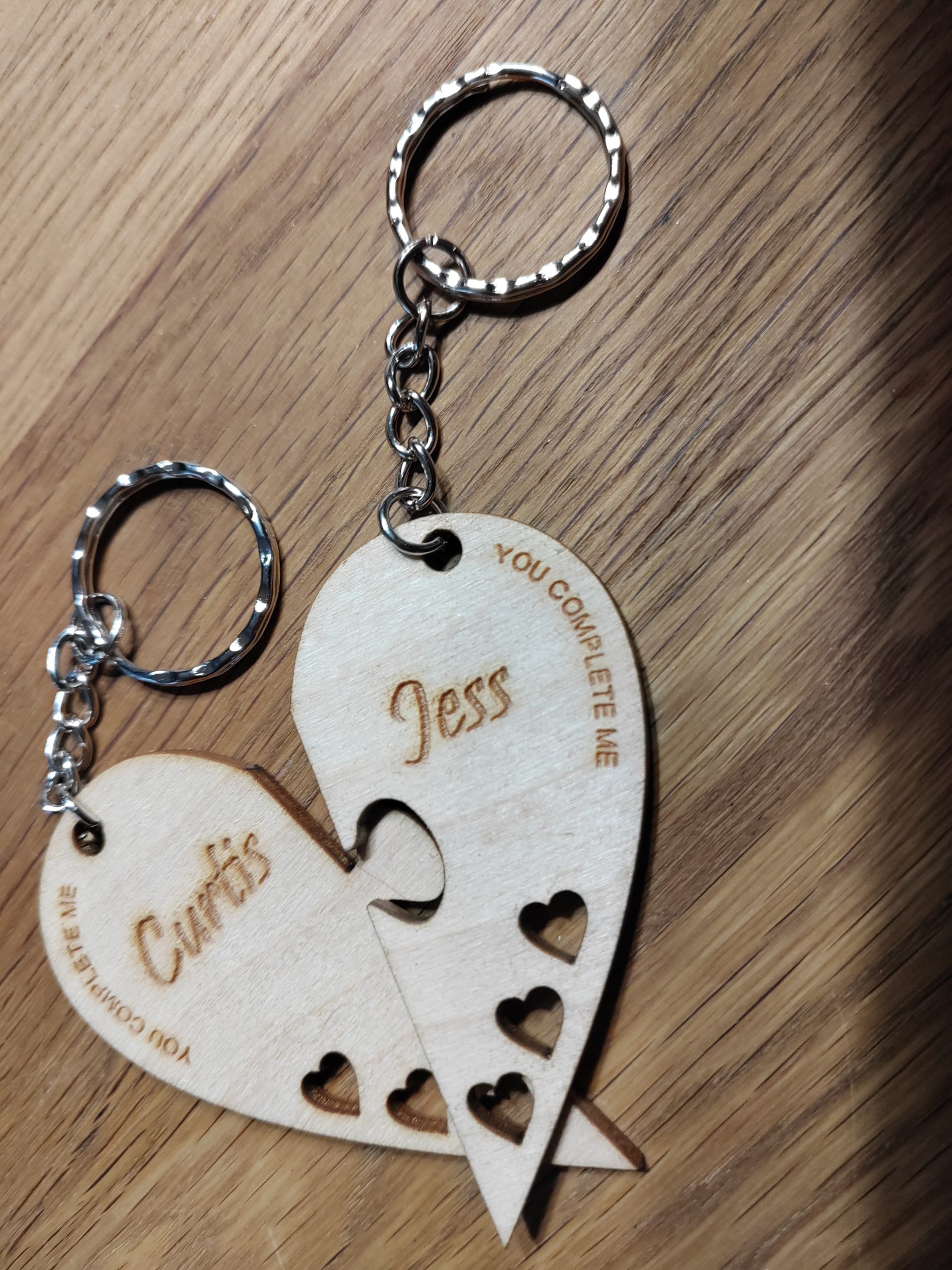 Heart Jigsaw Keyring Personalised, Set of 2 Keyrings with Names, Valentine's Present, Wedding, Birthday - Image 2