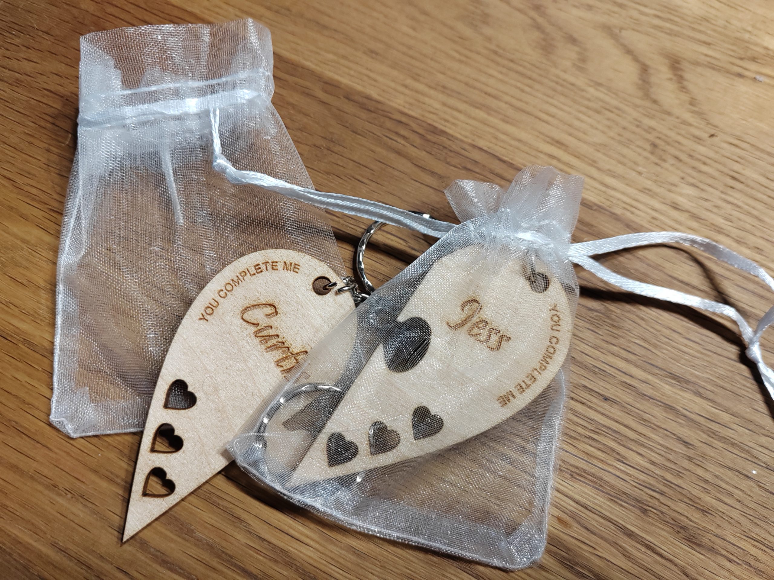 Heart Jigsaw Keyring Personalised, Set of 2 Keyrings with Names, Valentine's Present, Wedding, Birthday - Image 4