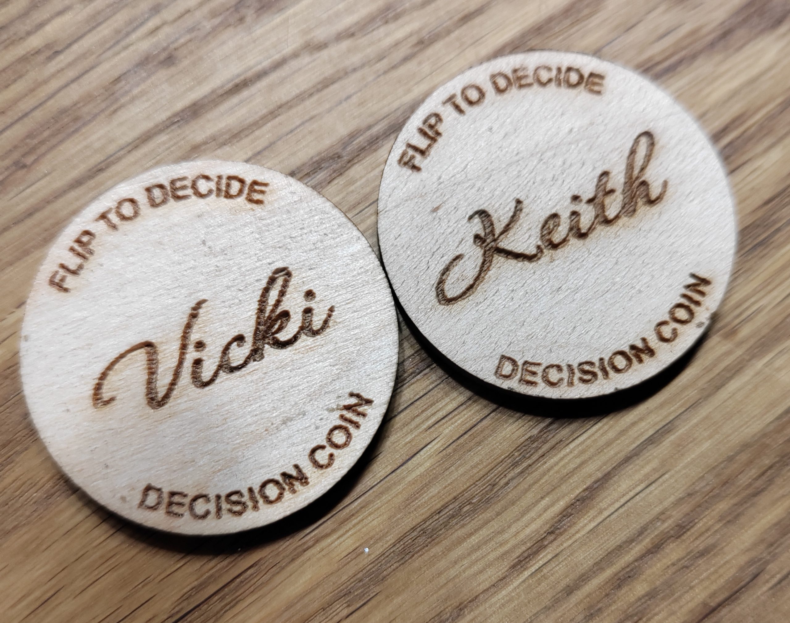 Decision Coin With Names, Valentine's Present, Wedding, Birthday, Engagement