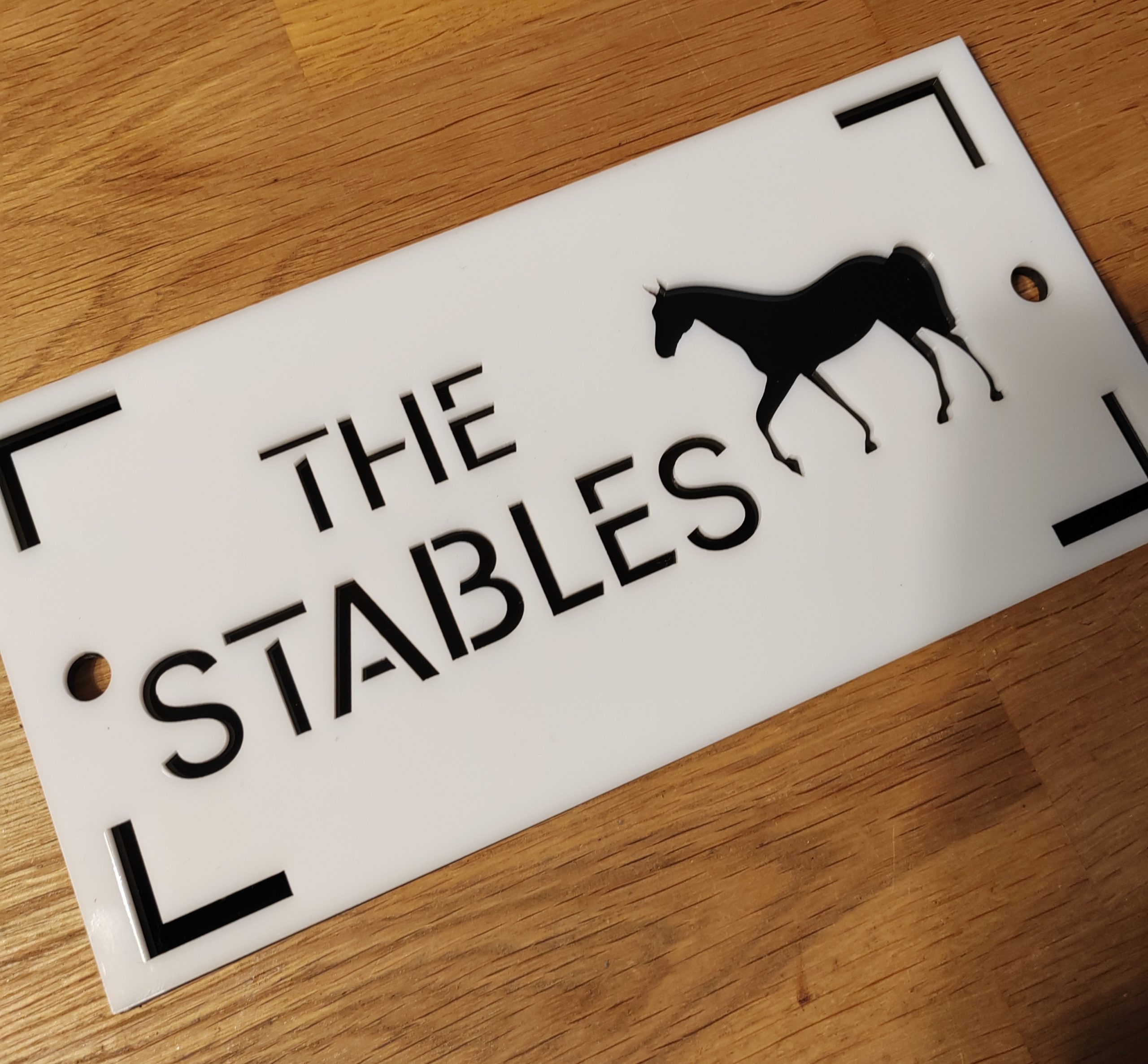 Horse House Sign Laser Cut Personalised, Custom House Names and Numbers 300x150mm, Modern Address Plaque